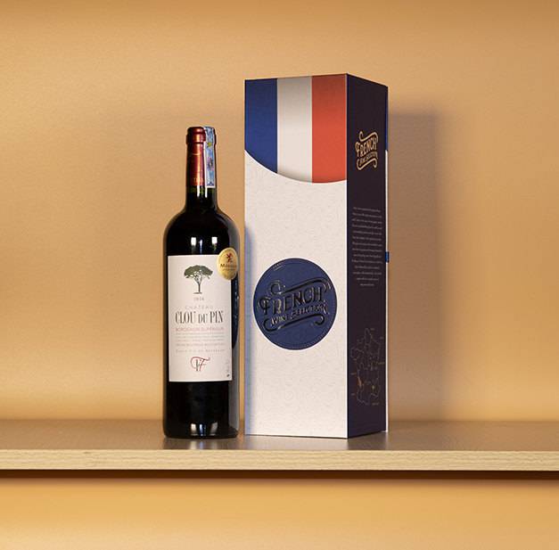 Bộ quà tặng rượu vang Château Clou Du Pin Bordeaux Supérieur 2016 5.4% ABV* kèm hộp giấy cao cấp 2016