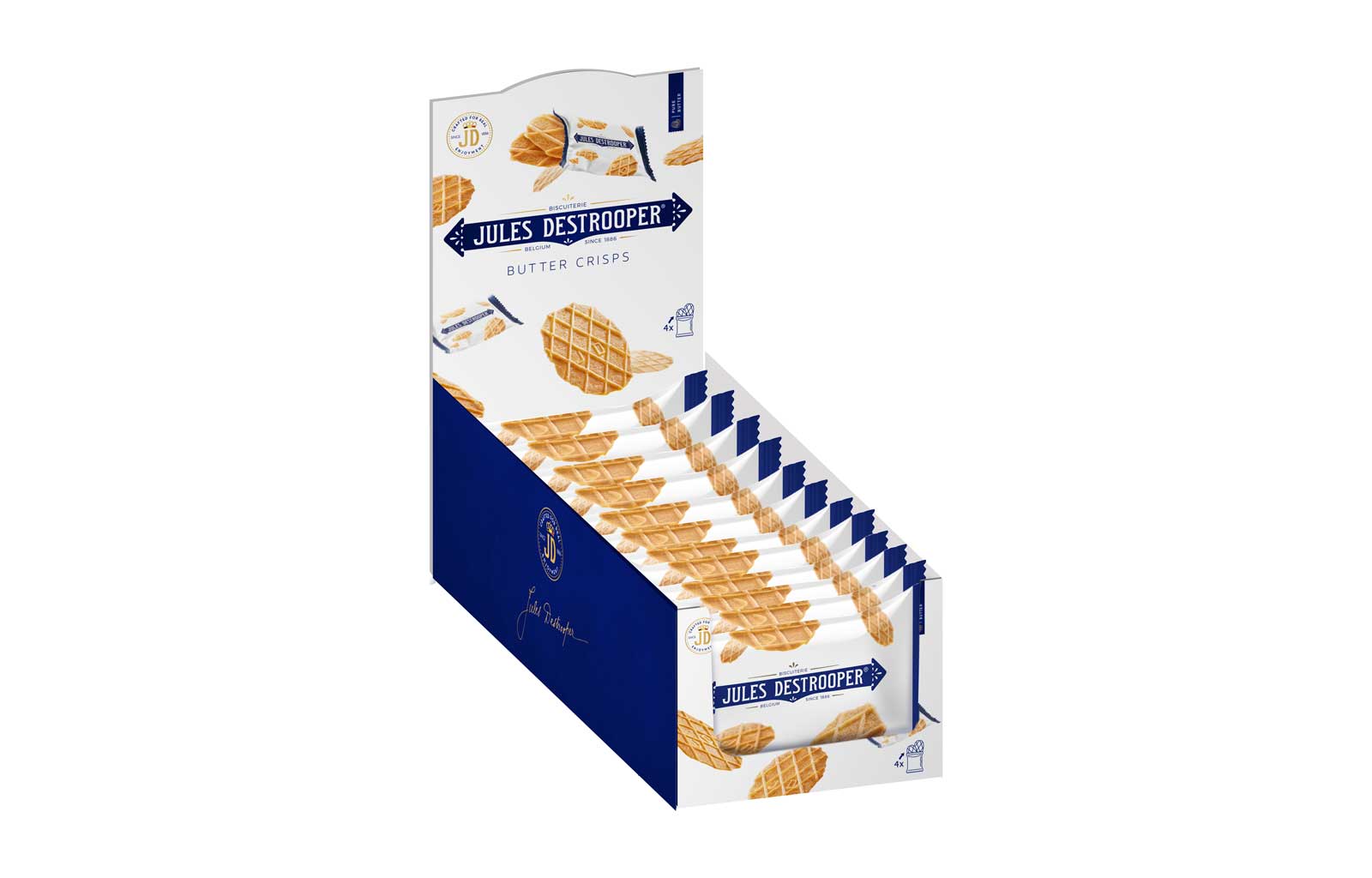 Bánh Bỉ Jules Destrooper Butter Crisps (bánh quy bơ giòn) Jules' Mini Display 24g x 12 gói 