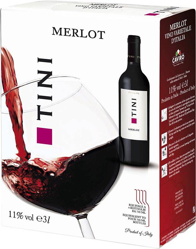 Rượu Vang Đỏ BIB Tini Merlot (Bịch 3L) 