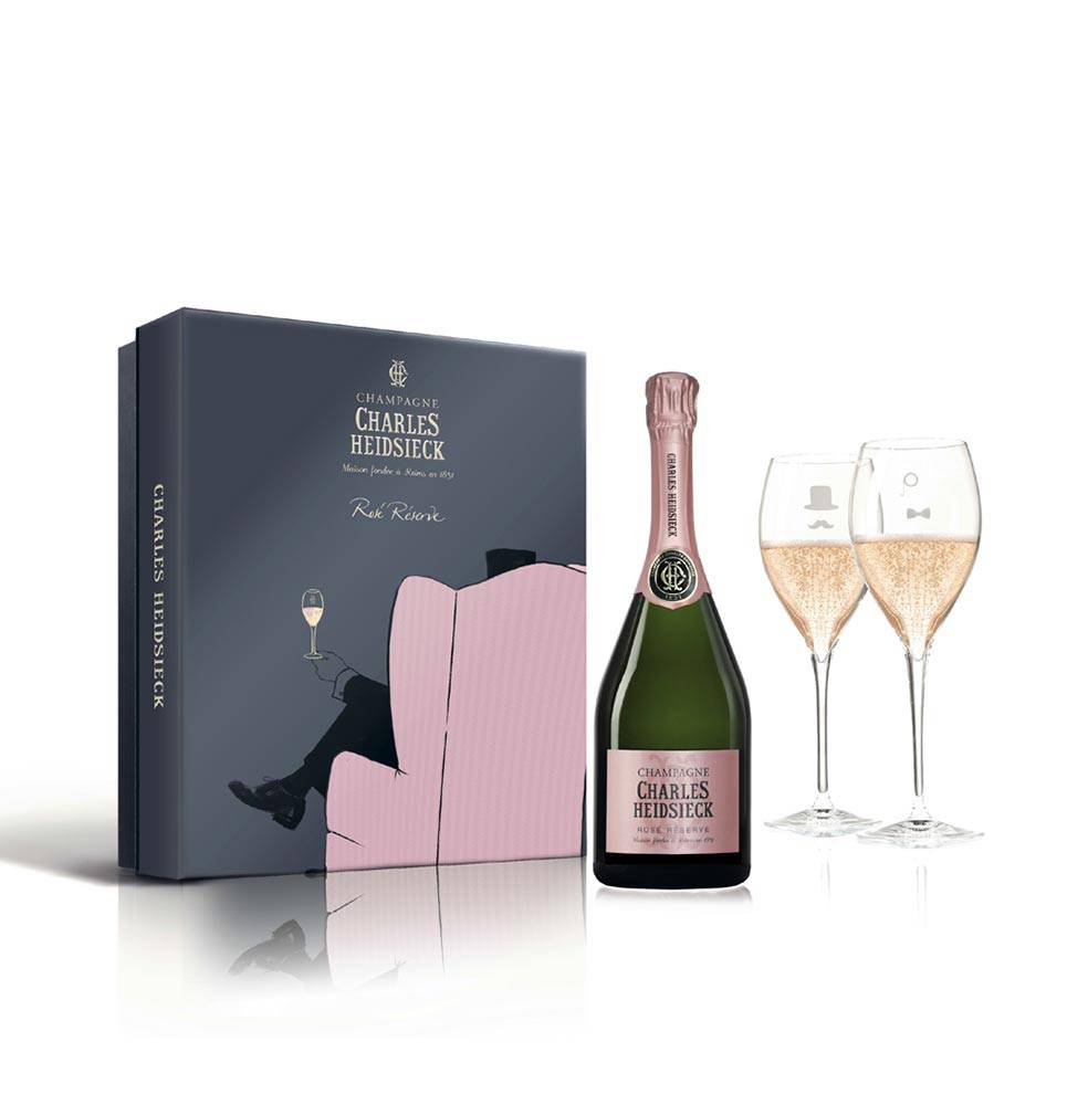 Champagne Charles Heidsieck Rosé Réserve (giftbox + 2 glasses)