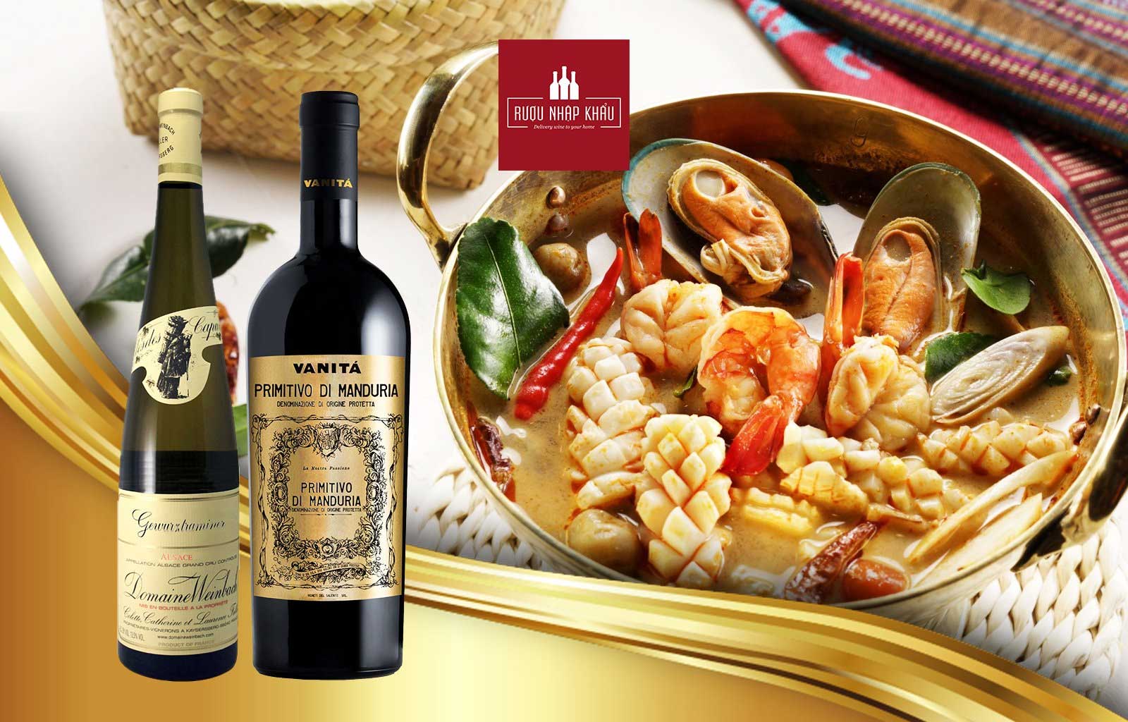 Cặp vang Vanita Primitivo - Domaine Weinbach Gewurztraminer