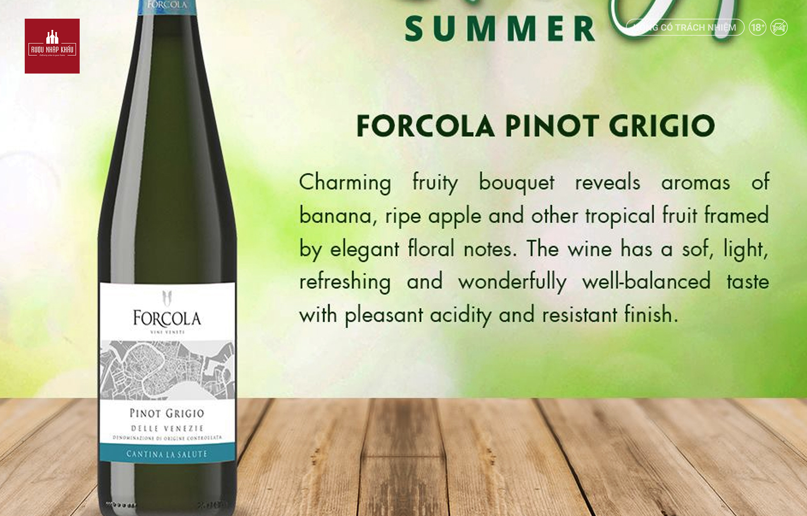 Forcola Pinot Grigio - chai vang trắng hấp dẫn vùng Veneto 2