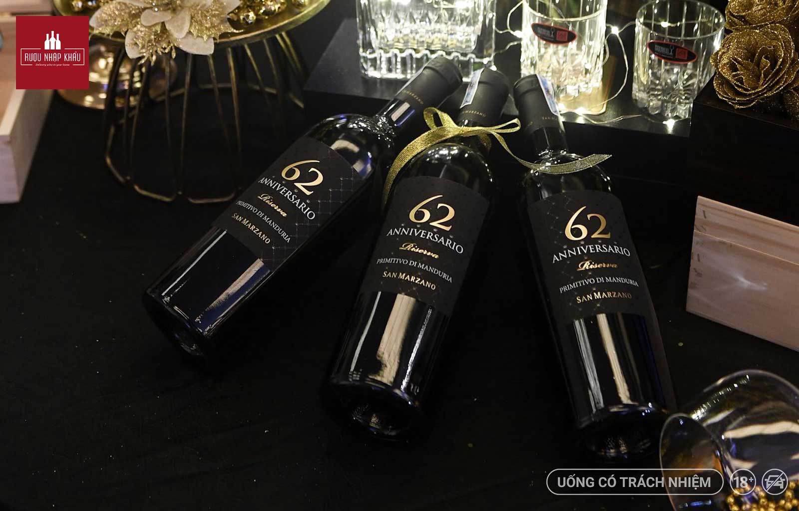 Thưởng thức hương vị rượu vang đỏ 62 Anniversario Primitivo 2