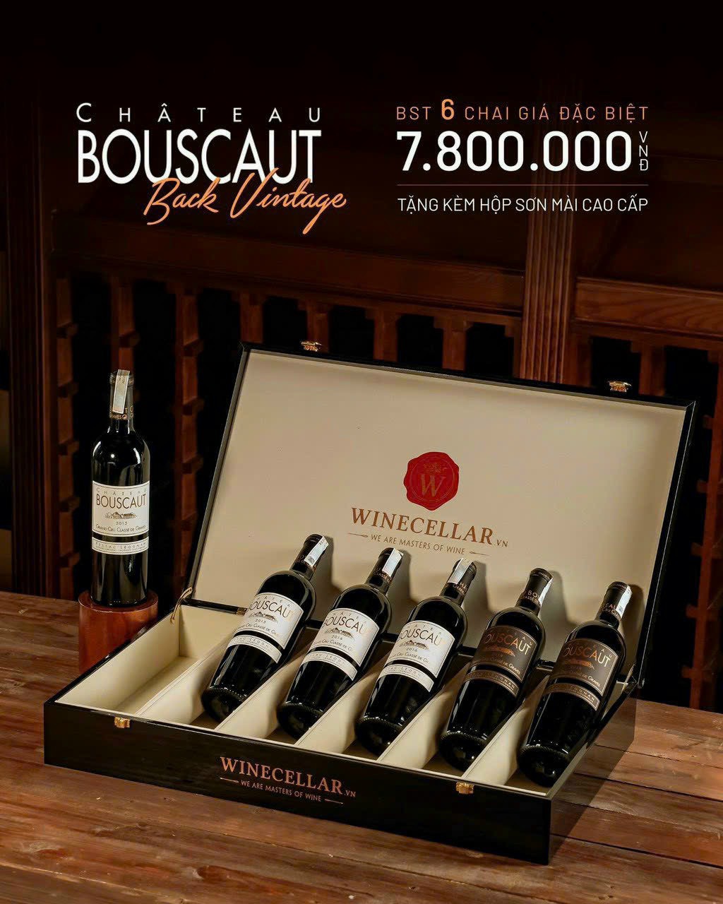Bộ sưu tập 6 chai Château Bouscaut giá đặc biệt 