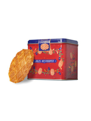 Bánh Bỉ Jules Destrooper Butter Crisps (Bánh quy bơ giòn) hộp thiếc Tin Retro 233g mẫu hộp đỏ